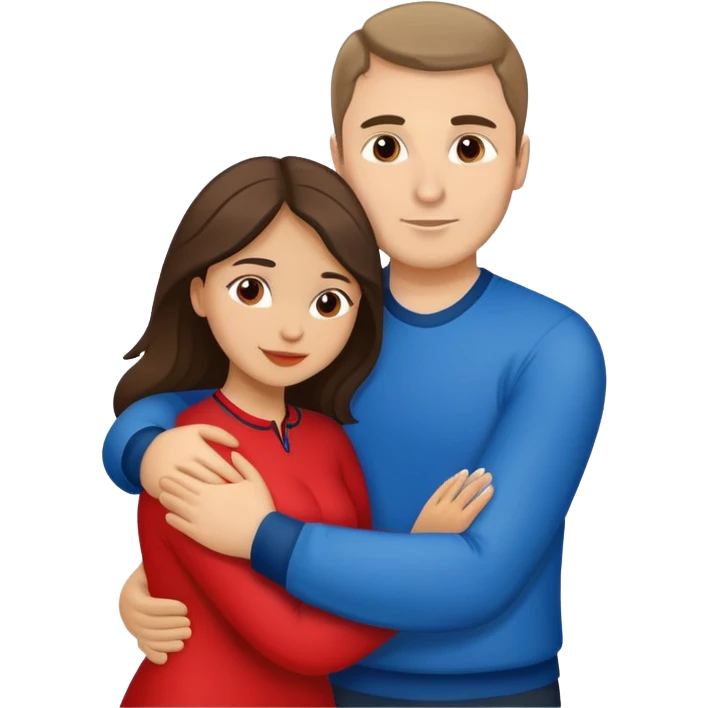 Couple hugging in Montenegro russian man and Latina girl  emoji