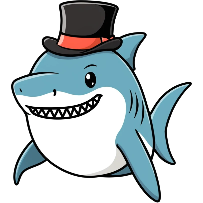 Shark with a top hat emoji