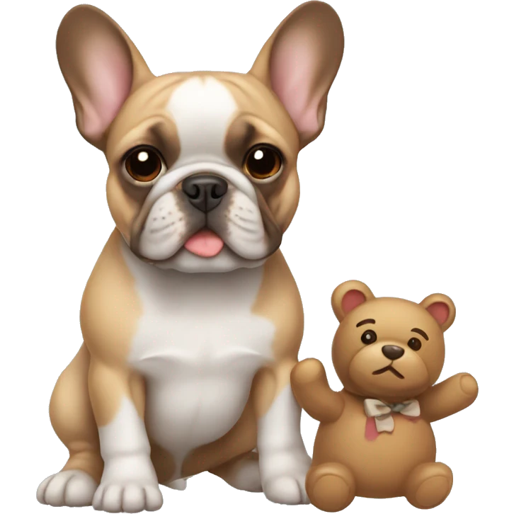 frenchie with a teddy bear emoji