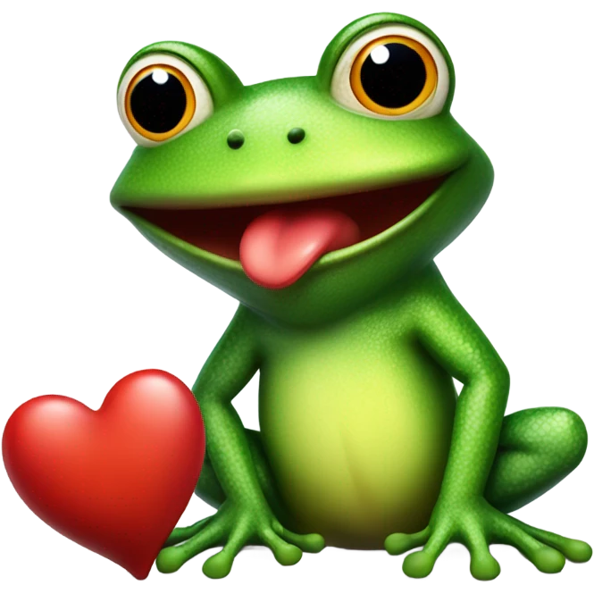 A frog holding a heart emoji