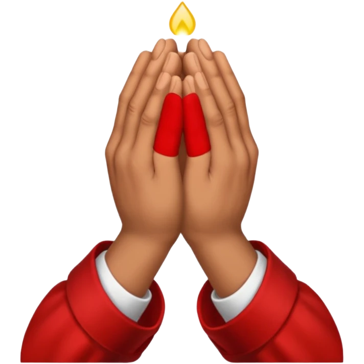 Brown praying hands with red sleeves hands only emoji