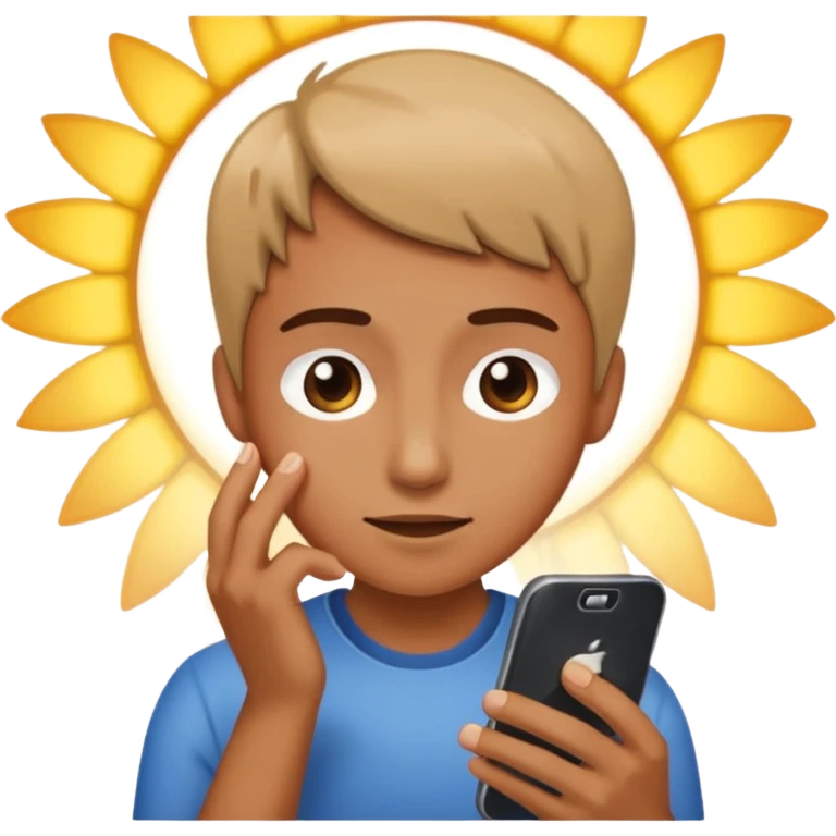 Looking at the phone with light hitting the face  emoji