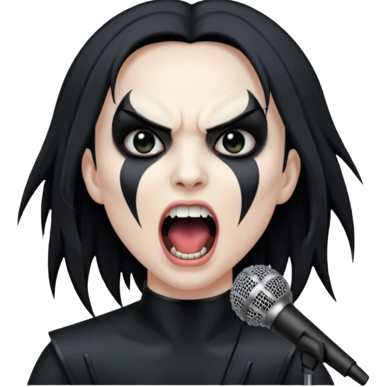 Black metal musician, screaming with mirophone emoji