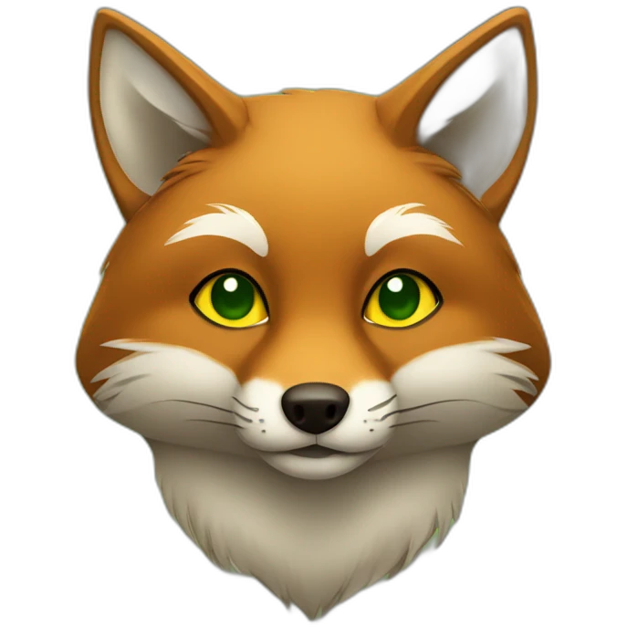 brown fox with yellow eyes and a green dark hood emoji