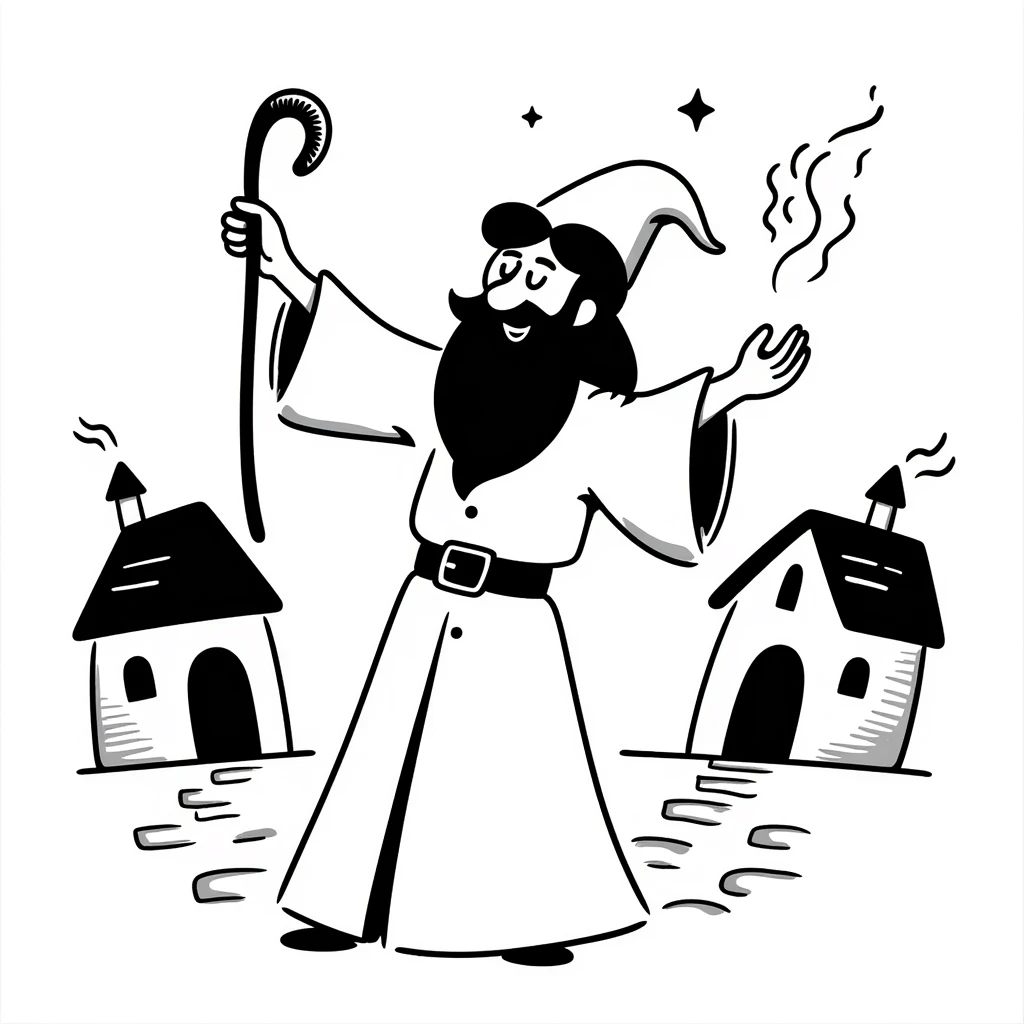 Wizard casting spell in medieval village emoji