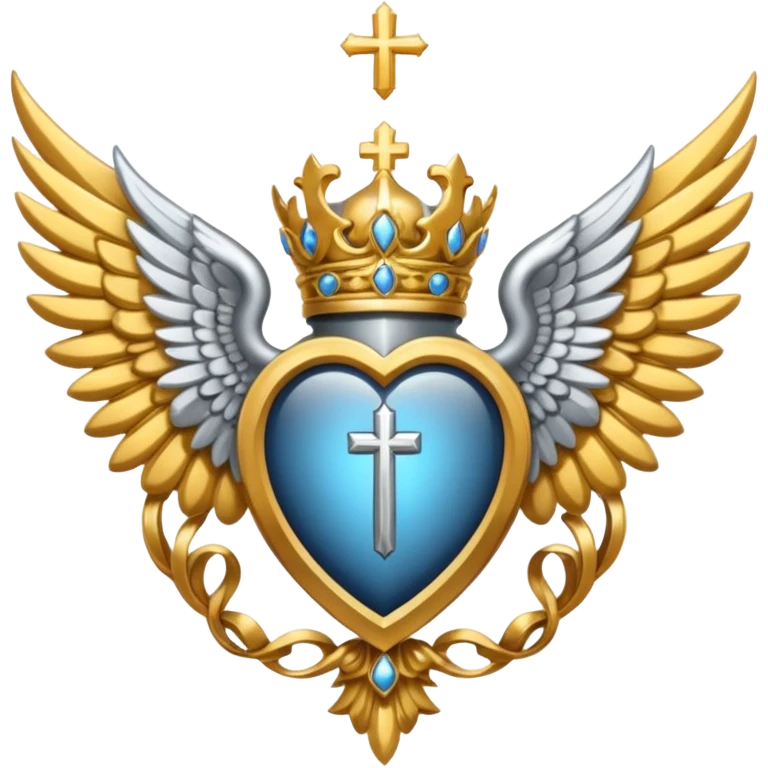 Holy Saint  Emblem with Silver wings emoji