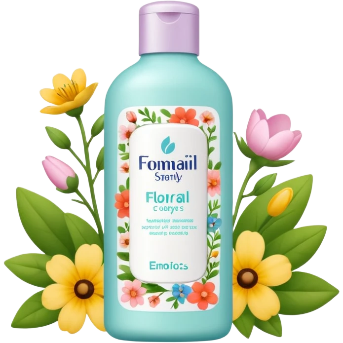 , flower)

bottle of hair care product with seasonal symbols around emoji