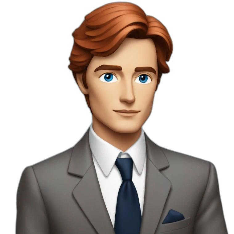 Alain Delon young space navigator blue eyes neat red hair dressed in suit emoji