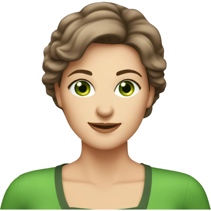 40 year old pretty Caucasian woman with brown hair to shoulders green eyes at workl emoji
