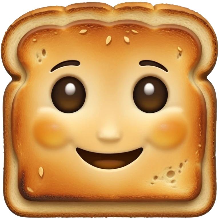 Cute burnt toast with a face emoji