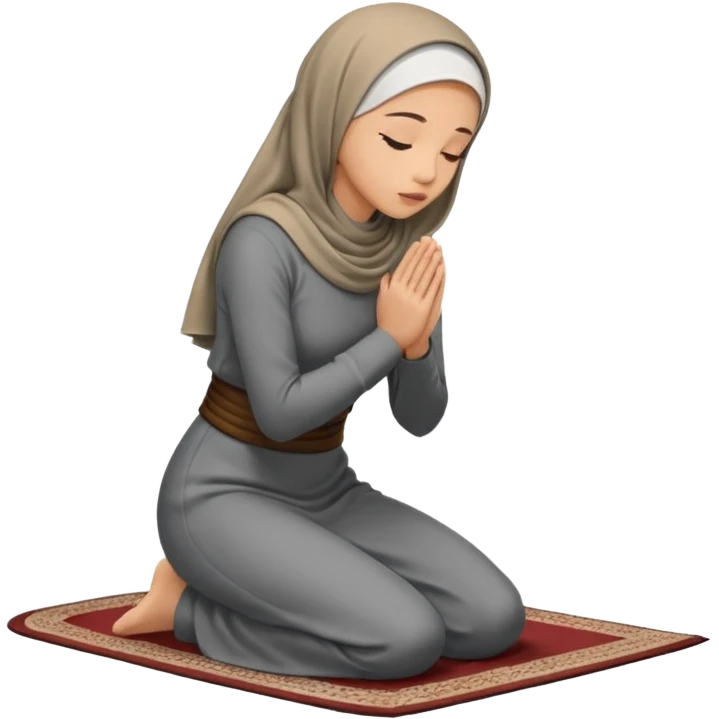 Woman Kneeling for Islamic prayer side view face to the floor emoji