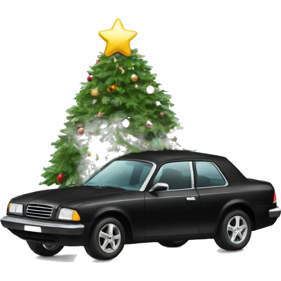 Christmas black car with Christmas tree emoji