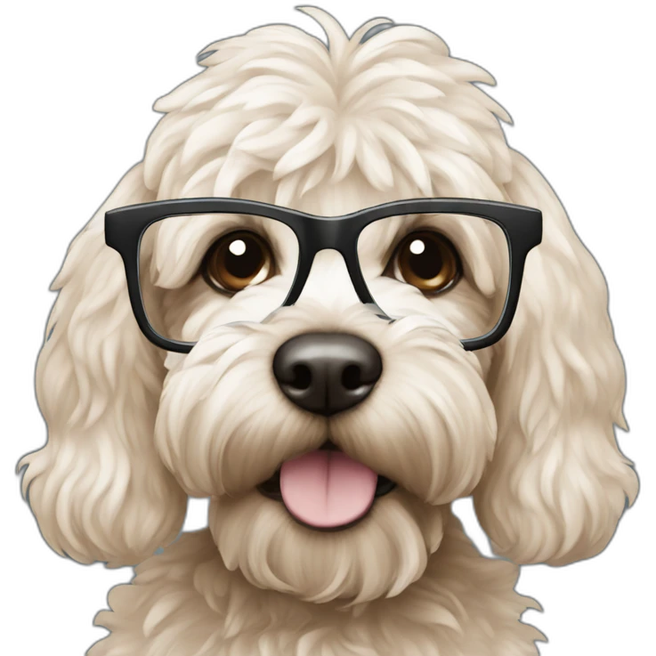 A cockapoo wearing glasses emoji