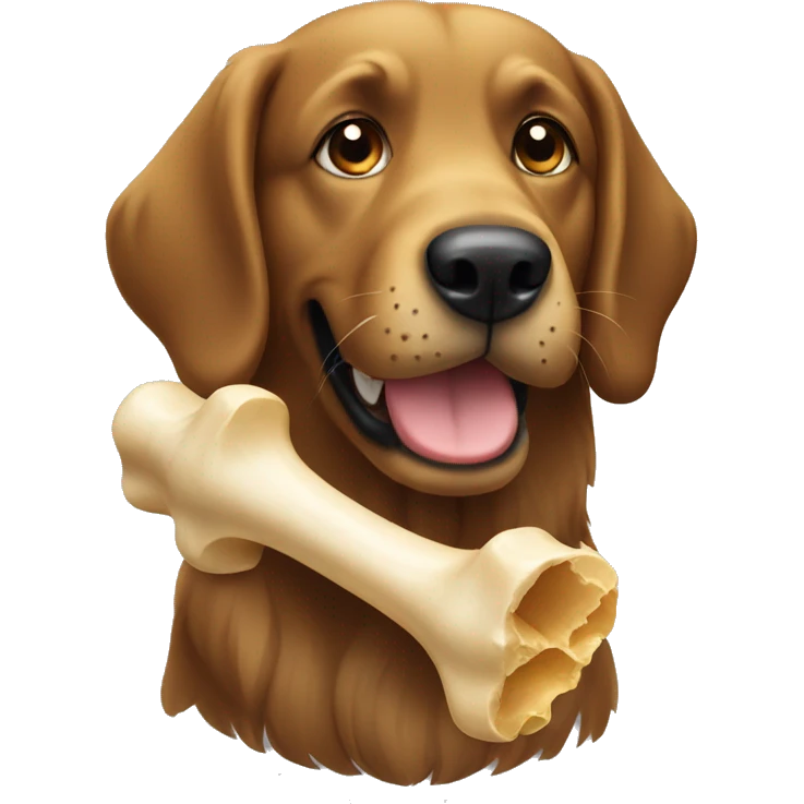 Black retriever dog holding a bone emoji