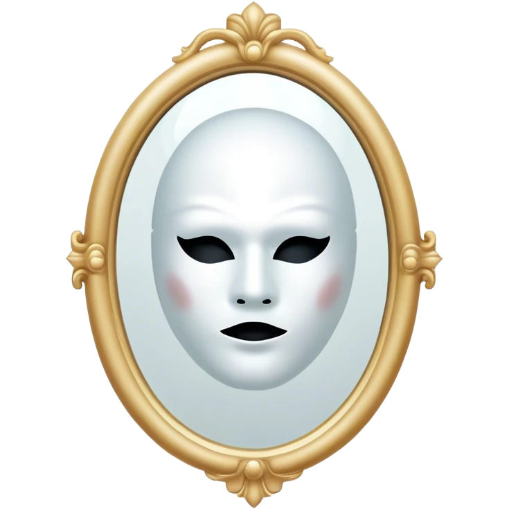 A mirror with a white masked face in it emoji