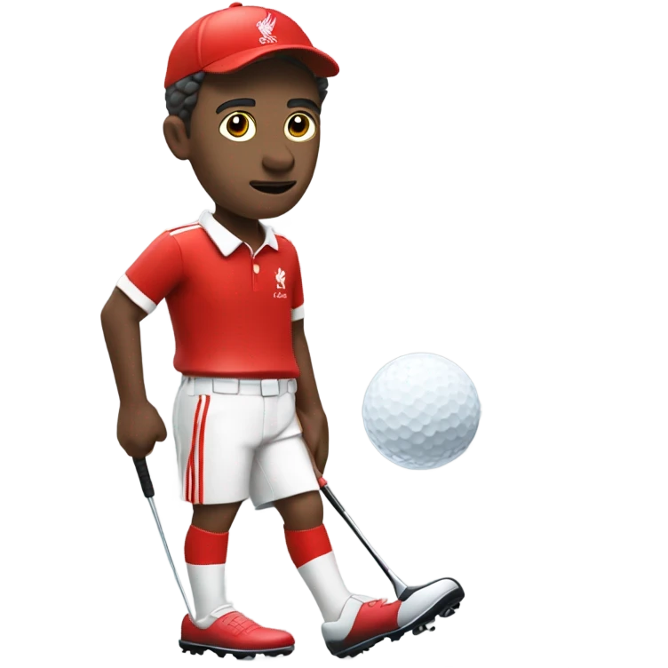 Tommy liverpool fc supporter with white skin plying great golf. white skin emoji