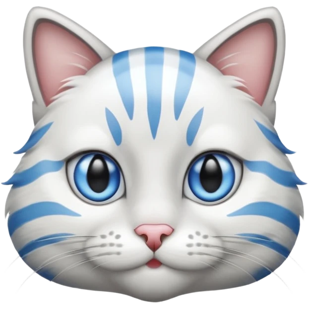 striped cat with blue eyes and white and gray hair emoji
