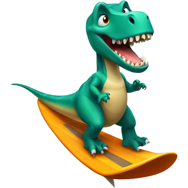 Dinosaur surfing emoji