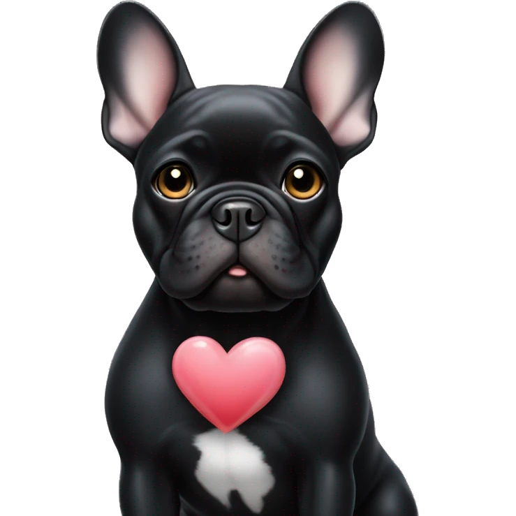 Black French bulldog with heart  emoji