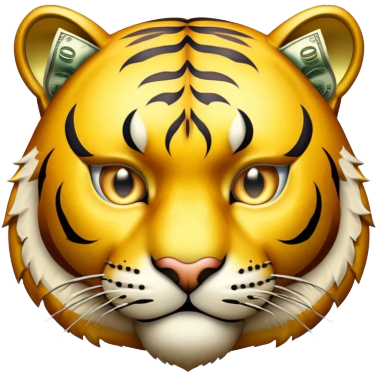 tiger face with money eyes and donation for Twitch emote emoji