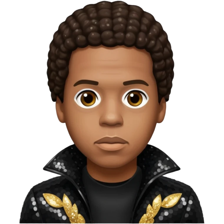 Jay-Z with dark brown hair, black sequin outfit emoji