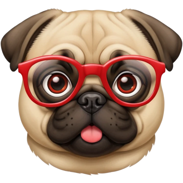 Pug con lentes de solo rojos emoji
