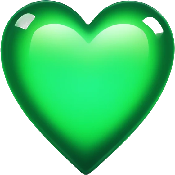 glowing green glass heart emoji