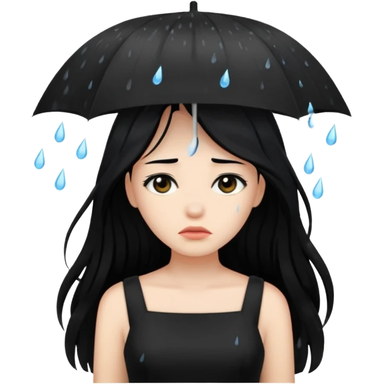 غمگین🧍‍♀️🌧موهای بلندلباس مشکی emoji