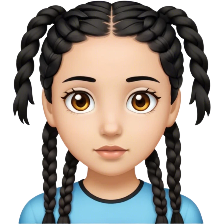 girl with brown eyes black hair and two braids  emoji