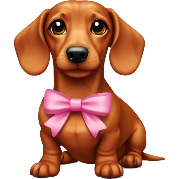 Dachshund ginger mini with pink bow emoji