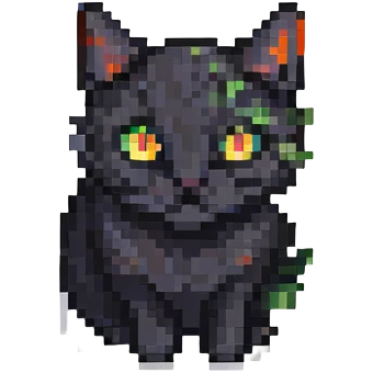 black cat with orange eyes emoji