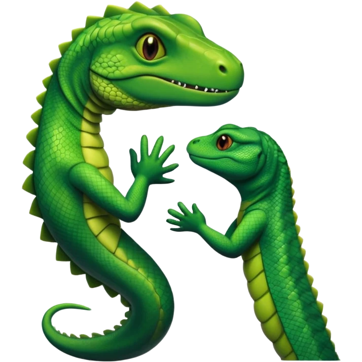 Black hand shaking hands with a green reptile scaled hand  emoji