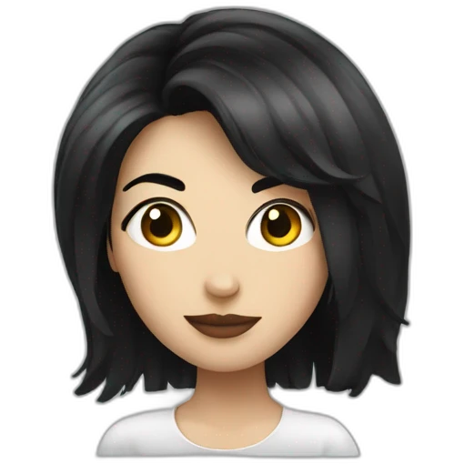 a white women with black hair, comics style emoji