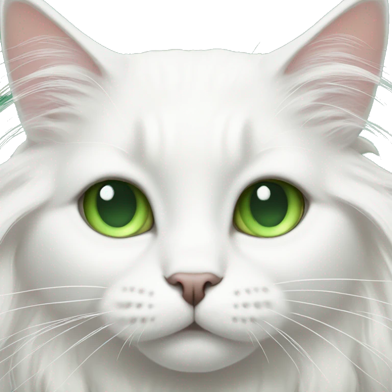 white longhair cat with green eyes emoji