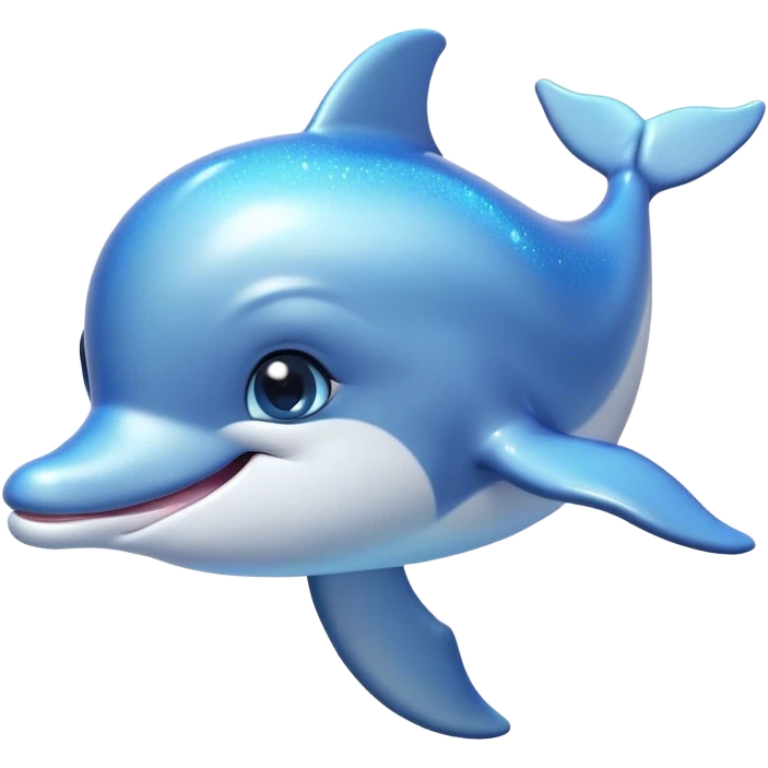Cinematic Cute Dolphin Portrait Emoji, Head tilted playfully and inquisitively, featuring a smooth, streamlined body with shimmering, silvery-blue skin and round, sparkling eyes full of playful charm, Simplified yet irresistibly adorable features, highly detailed, glowing with a warm, friendly oceanic glow, high shine, affectionate and lively, stylized with a touch of aquatic whimsy, soft glowing outline, capturing the essence of a mischievous yet loving dolphin that appears as if it could splash out of the screen into your arms! emoji