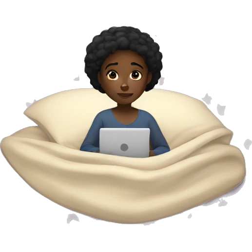 Black girl under her covers watching Netflix at night emoji