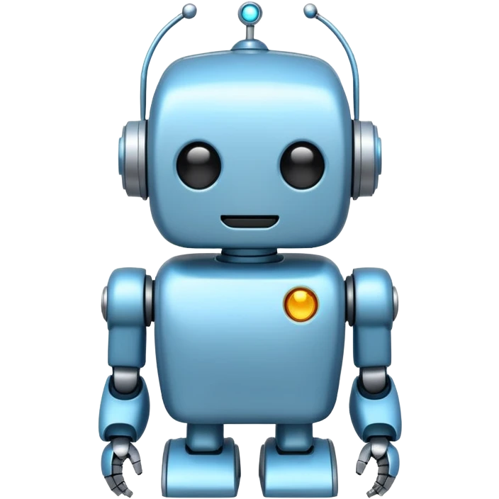light blue robot emoji, simple and friendly, apple style emoji