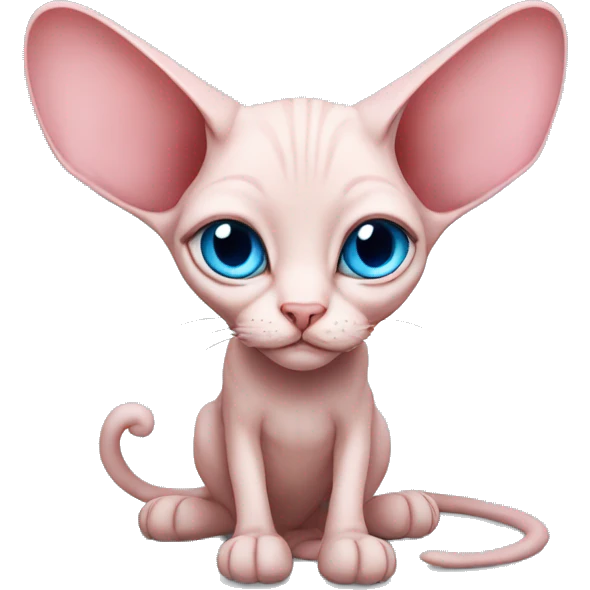 Pink-sphinx-cat-blue-eyes-big ears-sleep  emoji