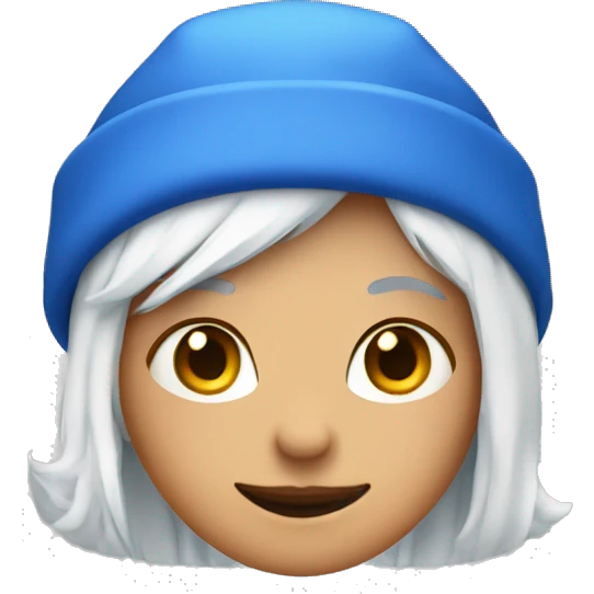 A girl with a blue hat with white hair shows a thumbs up emoji
