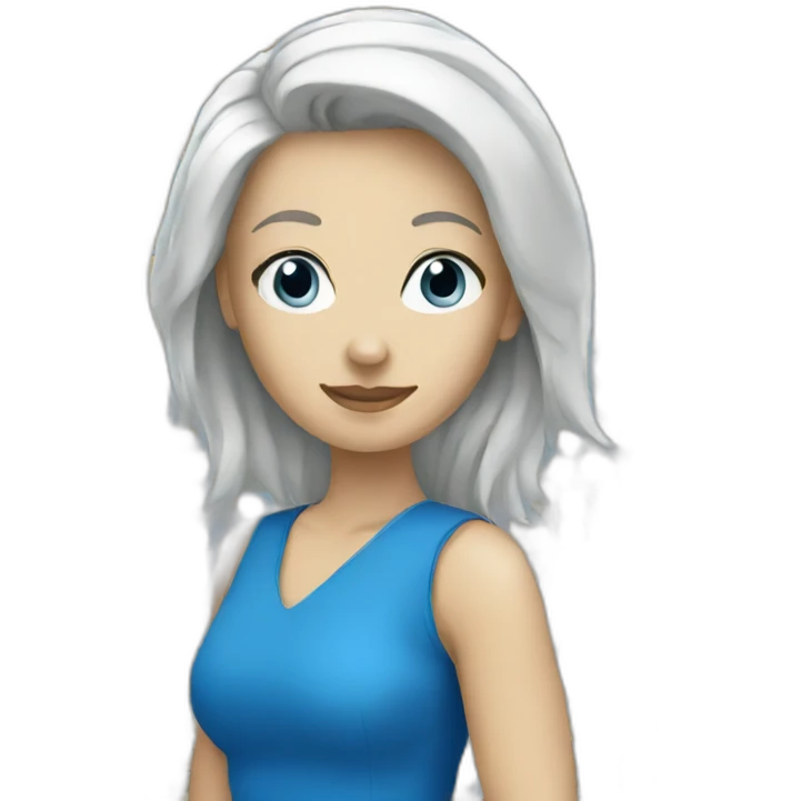 white woman blue emoji