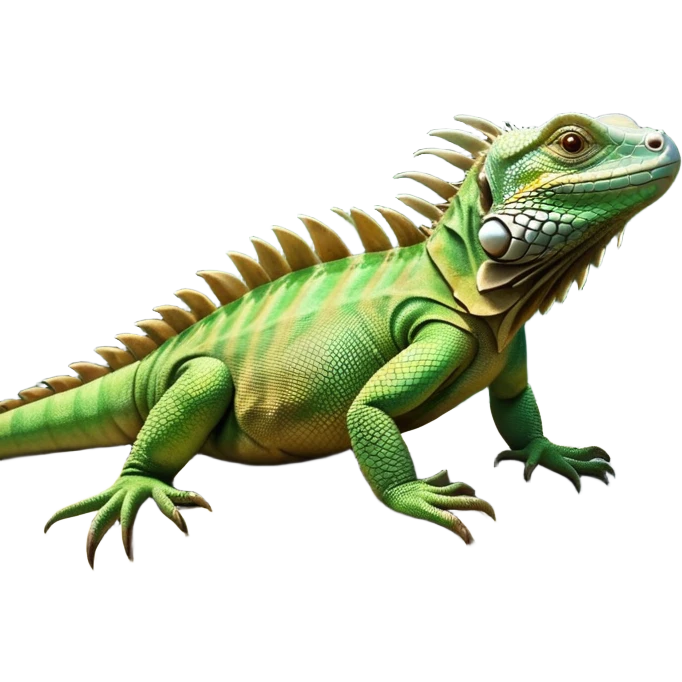 cinematic-iguana-realistic-full-body-basking-emoji,-long-scaly-body-stretched-out-on-a-sunlit-rock,-spiny-ridge-running-down-its-back,-textured-green-and-brown-skin-dappled-with-light,-sharp-intelligent-eyes-studying-the-surroundings,-long-tail-draped-over-the-stone,-simplified-yet-realistic-focused-features,-highly-detailed,-glowing-with-a-warm-tropical-glow

 emoji
