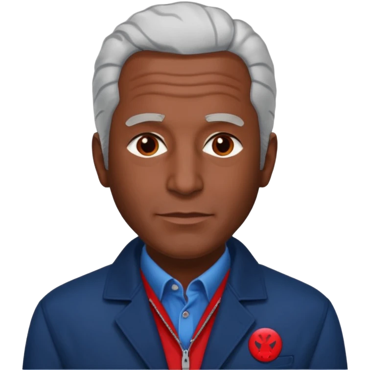 Jeffery Epstein with dark blue jacket and red logo  emoji