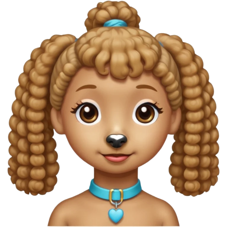 Mini poodle with Asia ponytail hair girl say goodbye emoji