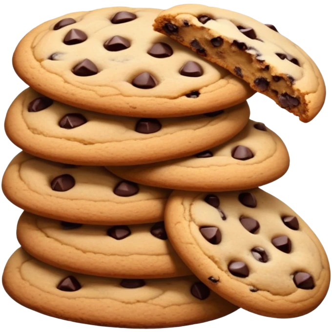 ultra realistic stack of chocolate chip cookies emoji