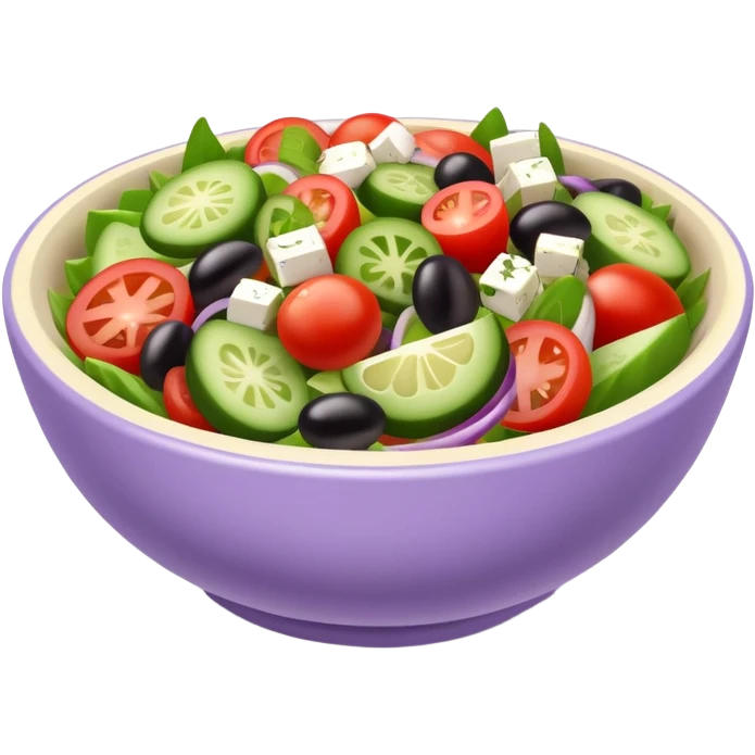 super realistic greek salad in lavender bowl emoji
