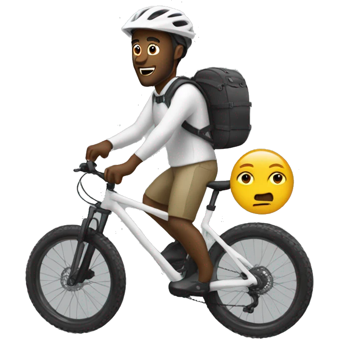 white man on white mountainbike riding emoji