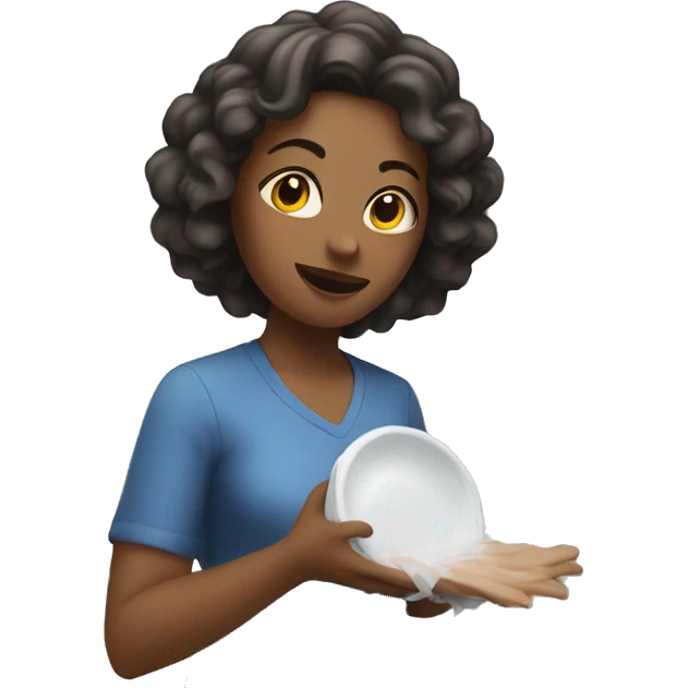 Racially white woman washing dishes emoji