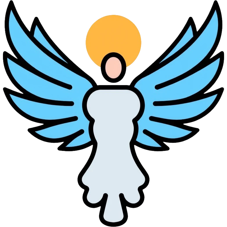 saint emblem with light blue wings, divine, holy emoji