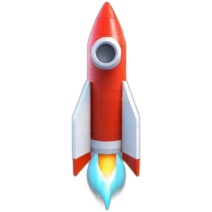 3d voxel rocket emoji