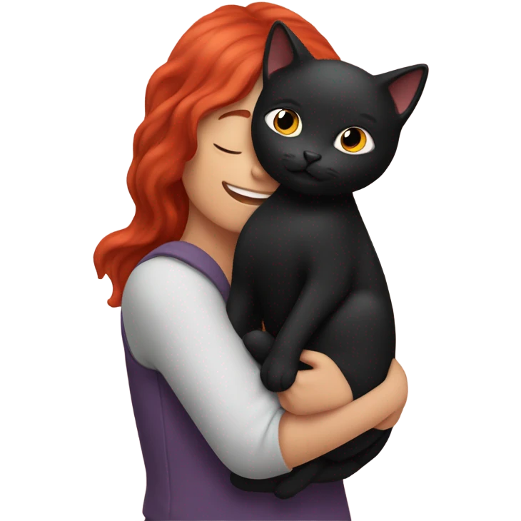 black cat being held by girl with red hair emoji